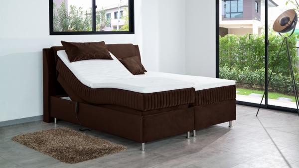 Meisterbetten Boxspringbett Mari 200x200 in VS-Braun, Matratzenbezug Mask, Ergoflex-Topper Bild 4