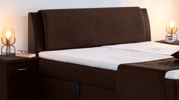 Meisterbetten Boxspringbett Mari 200x200 in VS-Braun, Matratzenbezug Mask, Ergoflex-Topper Bild 5