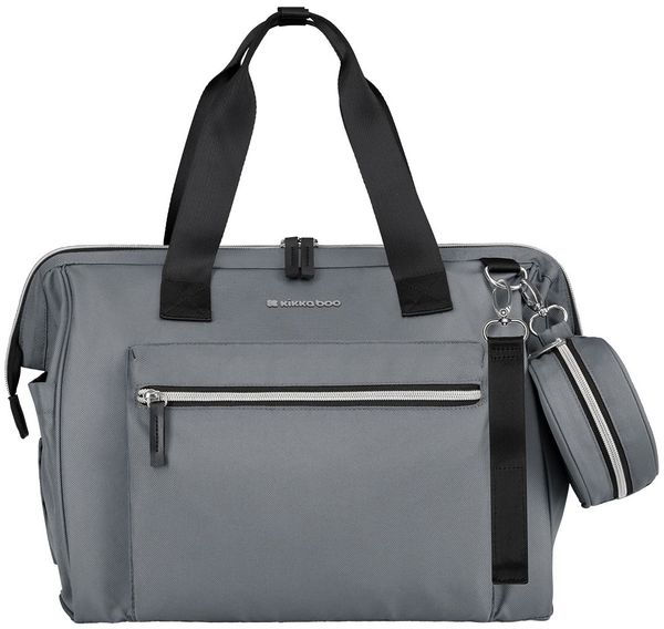 Kikkaboo Wickeltasche Maxi mit Wickelunterlage, kleine Tasche, Reißverschluss hellgrau