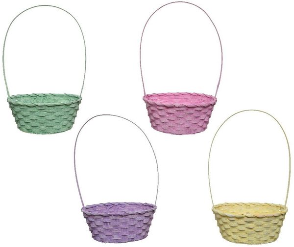 Kaemingk Dekokorb, Körbchen mit Henkel Bambus 22x38cm 1 Stück bunt sortiert