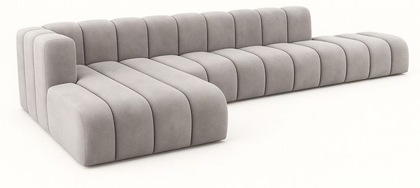 Kaiser Möbel Ecksofa luxuriöses modulares Premium-Sofa im Veloursstoff GRAND L mit Hocker, Ecksofa + Hocker, Modulares L-Ecksofa,freistehender Hocker,Premium-Velours Salvador