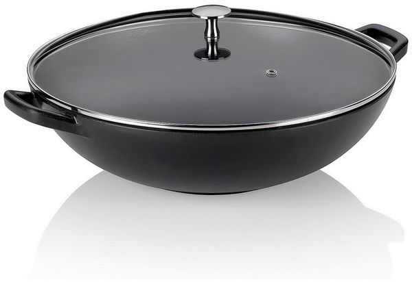 KELA Wok Calido Gusseisen schwarz 4,0l H17cm Ø36cm schwarz