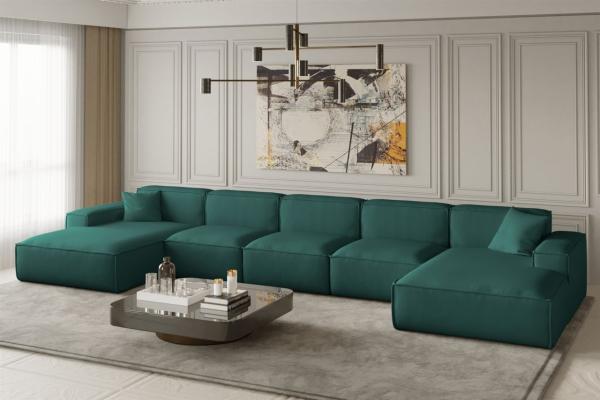 Wohnlandschaft U-Form CELES XL in Stoff Opera Velvet Petrol