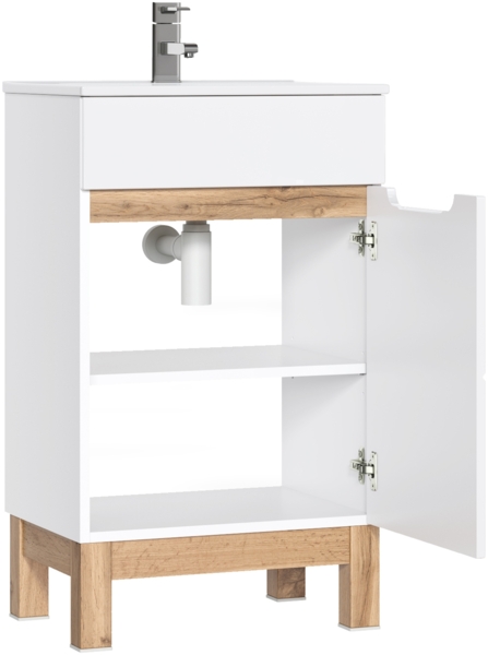 Domando Waschtisch Stintino M4 Modern Breite 50cm, Soft-Close-Funktion, Hochglanz in Weiß Matt und Weiß Hochglanz Bild 2