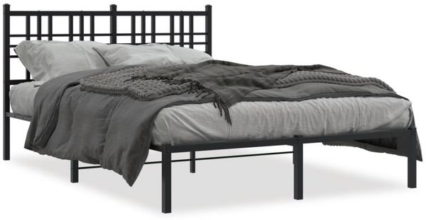 Doppelbett, Bettgestell Modernen mit Kopfteil Metall Schwarz 140x190 cm d485e