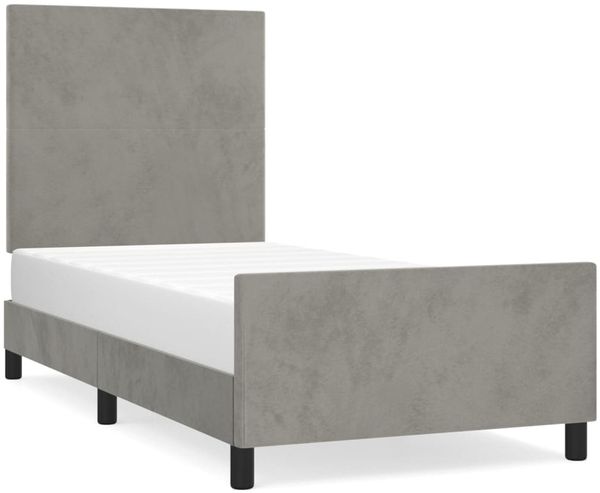 Einzelbettgestell Design für Erwachsene ohne Matratze Hellgrau 90x190 cm Samt d4996e