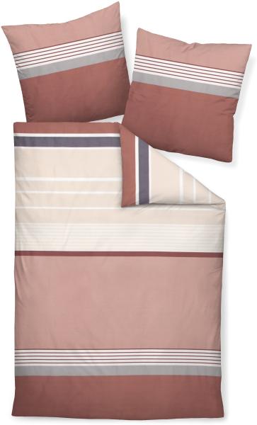 Janine J.D. Mako-Satin Bettwäsche 240x220 Streifen burgund rose 87066-05