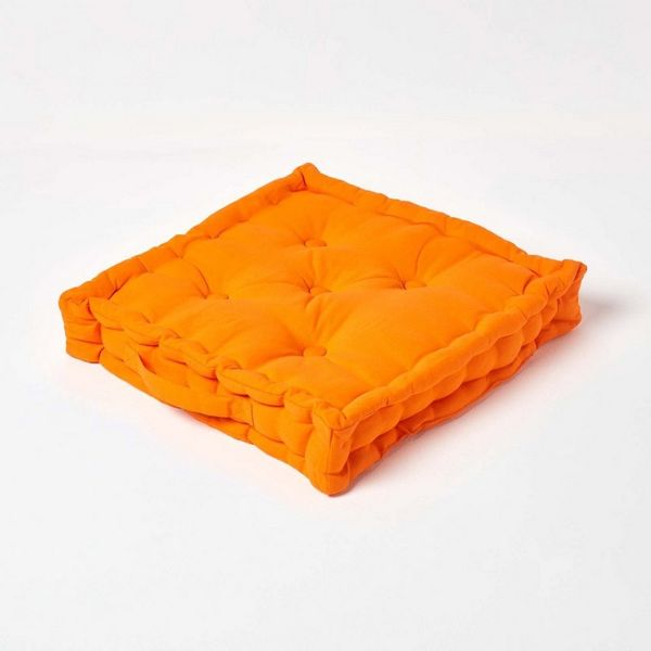 Homescapes Bodenkissen Sitzkissen unifarben orange 40 x 40 cm