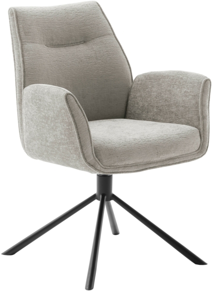 DIVERIA 4-Fuß Stuhl mit Armlehnen - 2er Set - Taupe / Schwarz matt lackiert