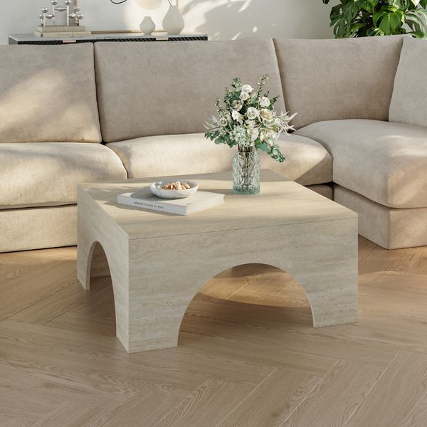 Couchtisch Vivatka 80x80x37 cm Travertin [en. casa]