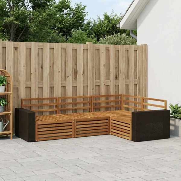vidaXL Outdoor-Sofagarnitur 4 pcs Natur 255,5 x 176,5 x 73 cm 3383302
