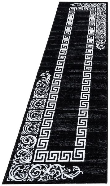 Villa Möbel Designteppich Miaique, Rechteckig, Höhe: 12 mm, Modern Kurzflor Teppich Wohnzimmer Mäander-Design Schwarz Pflegeleicht