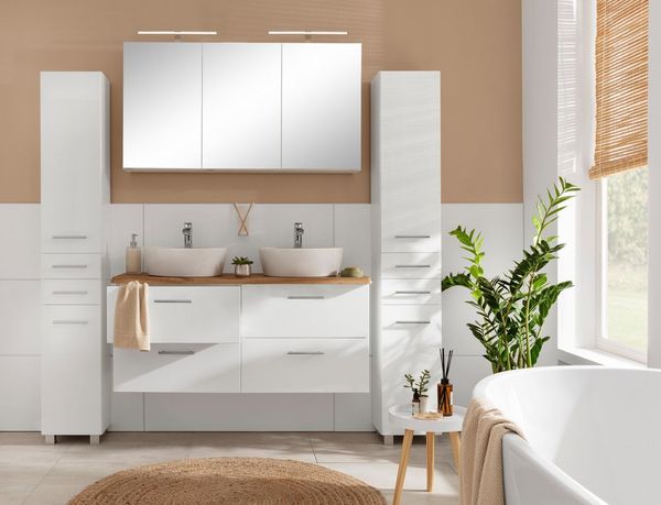 welltime Hochschrank Trento, verschiedene Ausführungen und Farben Badmöbel, Seitenschrank Breite 30 cm, viel Stauraum, Made in Germany