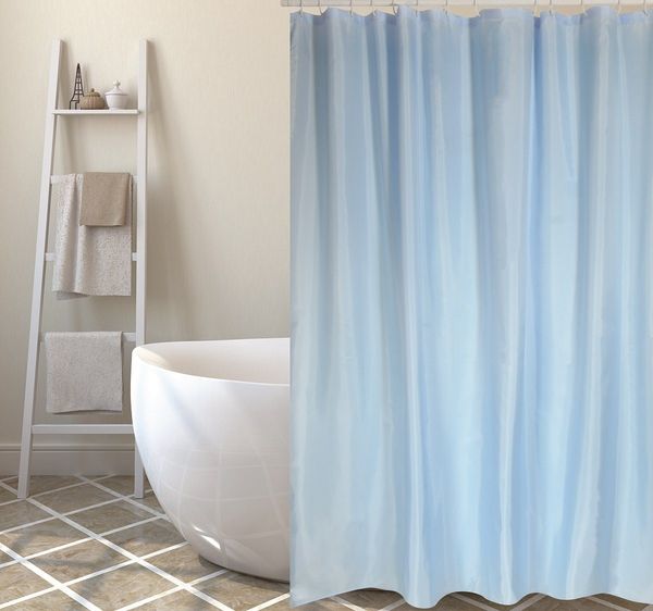 MSV Duschvorhang Cotexsa LISO Breite 180 cm, Premium Textil-Duschvorhang, 100% Polyester, wasserundurchlässig, Anti-Schimmel-Effekt, Anti-Bakteriell beschichtet, waschbar 30°, 180 x 200 cm, Farbe blau