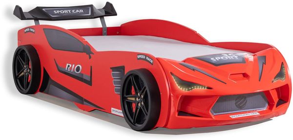Autobett Kinderbett "Rio II" 90x200 Carbon mit LED Leuchte inkl. Lattenrost