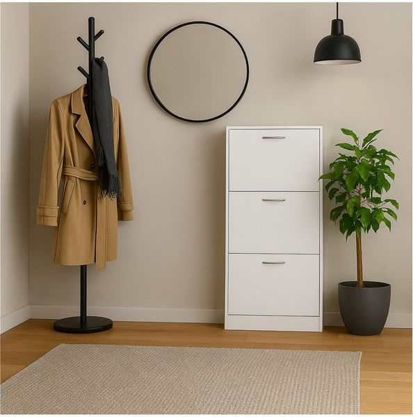 HTI-Living Schuhkipper Schuhschrank Thekla Weiß (Stück, 1 St, 1 Schuhschrank), Schuhkipper mit 3 Fächern