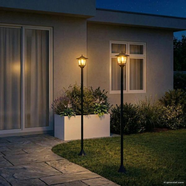 vidaXL Laternenpfahl Set with LED Bulb 2 Stk. Schwarz 16 x 16 x 156 cm 42042691