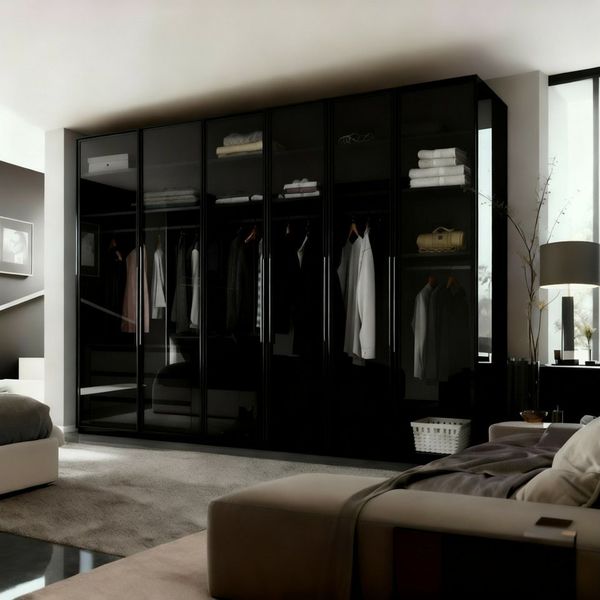 Palms-Store Kleiderschrank Monaco Hochglanz, mit Glasrahmentüren (Spar-Set) Maße ca. Breite: 300cm, Tiefe: 62cm, Höhe: 218cm, inkl. Zubehörpaket