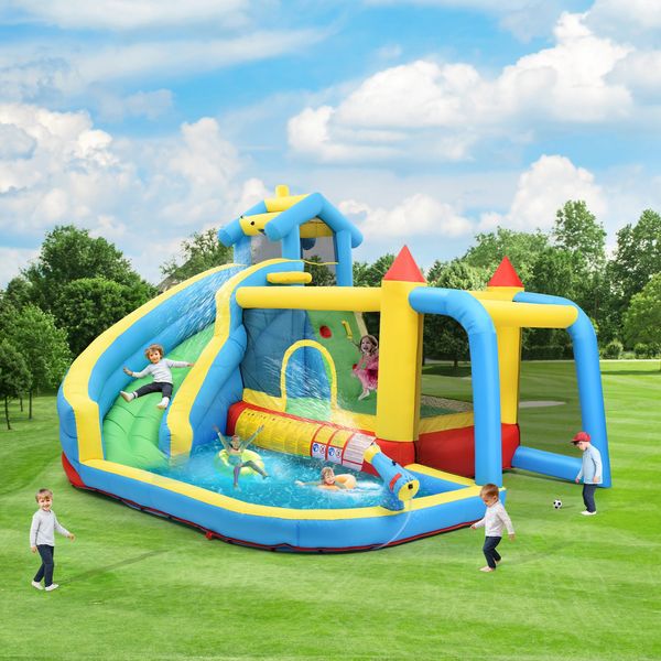 Merax Hüpfburg Aufblasbar Wasserpark Wasserspielcenter mit Gebläse 364x315x239cm