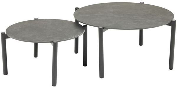 Couchtische 2er Set Malte Gartentisch Ø60cm-Ø80cm Loungetische Sintered Stone