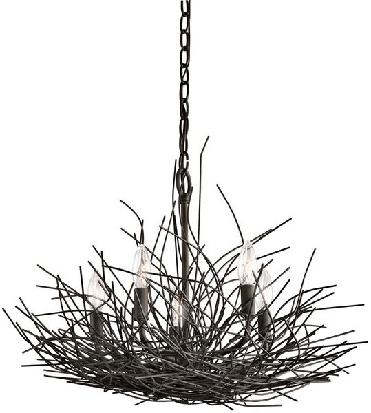 Kronleuchter, Hängelampe, Stahl, Bronze, D 61,5 cm