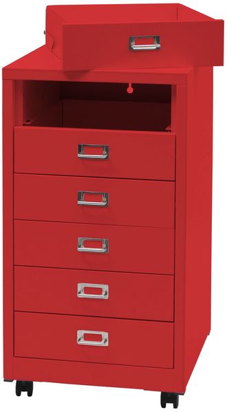 Rollcontainer HWC-L49, Schubladenschrank Stahlschrank Aktenschrank, Metall 75x40x41cm 6 Schubladen ~ rot Bild 7