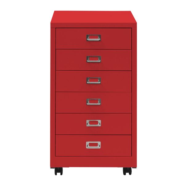 Rollcontainer HWC-L49, Schubladenschrank Stahlschrank Aktenschrank, Metall 75x40x41cm 6 Schubladen ~ rot Bild 8