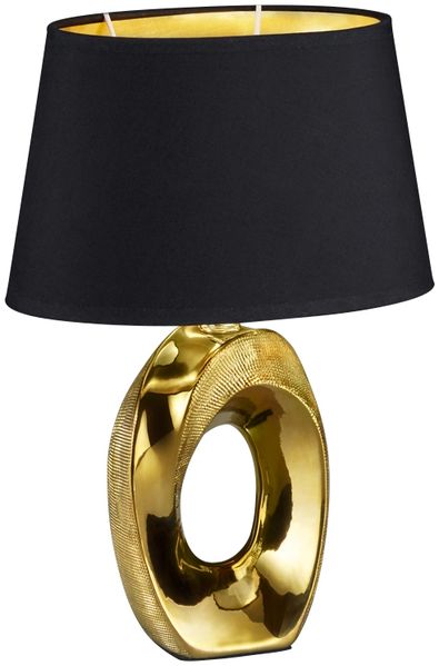 RGB LED Design Tischleuchte, Keramik, gold-schwarz, H 33 cm, TABA