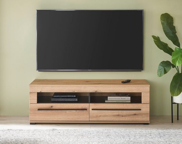 INOSIGN Lowboard modernes TV-Unterteil, Kommode in Eiche Evoke oder weiß, schwarze Stangengriffe, ausreichend Stauraum, vielseitig einsetzbar