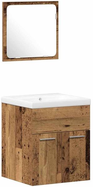 vidaXL Badezimmermöbel-Set mit Schubladen 4 pcs Altholz Holzwerkstoff 3332570 Bild 6