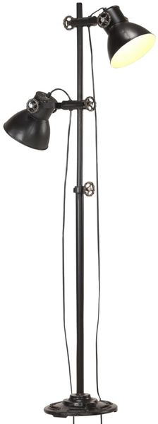vidaXL Stehlampe 2-flammig Schwarz E27 Gusseisen 320585