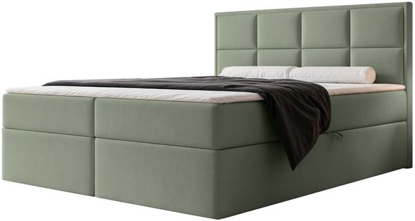Selsey 'Silensio' Boxspringbett mit Bonellmatratze, Topper, Samt, eukalyptus, 160x200 cm