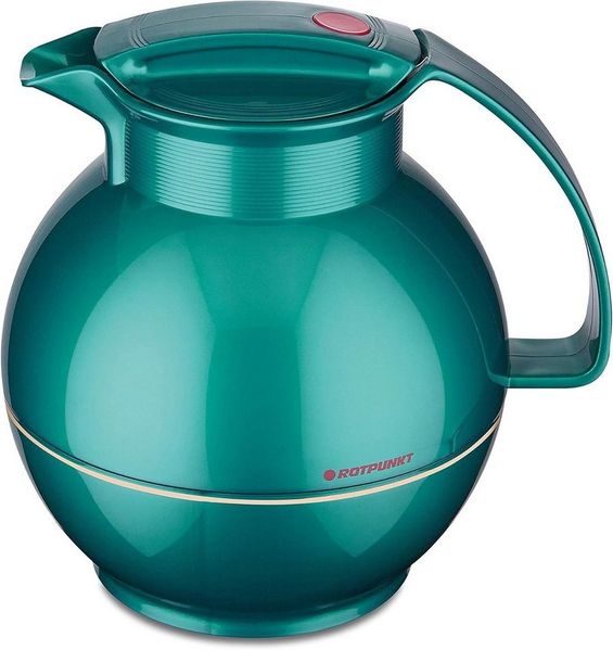 ROTPUNKT Isolierkanne 1,0 Liter I Glaseinsatz I hochwertig I Kugelkanne I große Öffnung, 1 l, (360) Kaffeekanne I Teekanne), Glaskolben aus doppelwandigem Rosalin-Glas