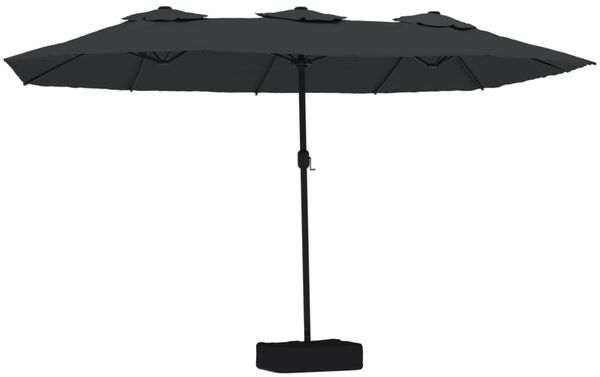 Doppel-Sonnenschirm, Terrassenschirm mit LED-Leuchten Schwarz 449x265 cm