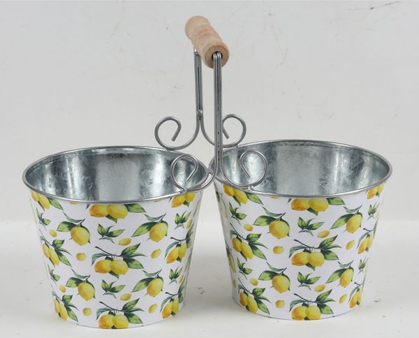 Pflanztopf-Doppel PROVENCE Metall 26 x 13 x 10/22 cm – Landhausstil, 2 Töpfe Ø 13 x H 10 cm, dekorativ, langlebig & pflegeleicht für Kräuter & Blumen