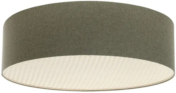BPS Koncept 090-229-70 Deckenleuchte BOHO ELEGANT E27 2x40W Stoff strukturiert auf PVC-Kunststoff, mit Rattan Diffusor grau H:24cm Ø70cm dimmbar