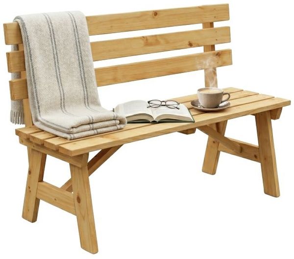 Relaxdays Gartenbank mit Rückenlehne Tannenholz