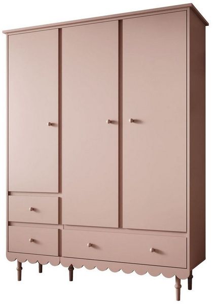 Lookway Kinderkleiderschrank BABUSHKA Dreitüriger Kleiderschrank mit Schubladen.