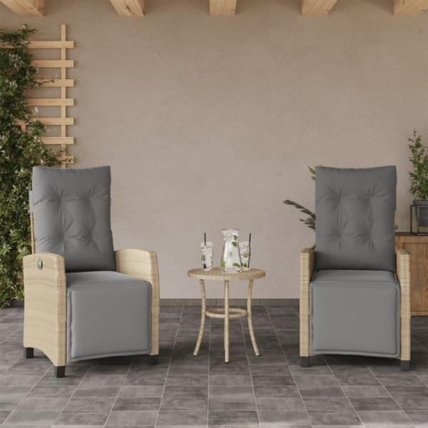 vidaXL Gartensessel mit Fußteil 2 Stk. Verstellbar Poly Rattan 365245