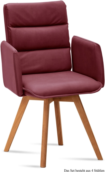 Armlehnstuhl (4er-Set) Dodie 52x92x60 Eiche geölt/Marsala