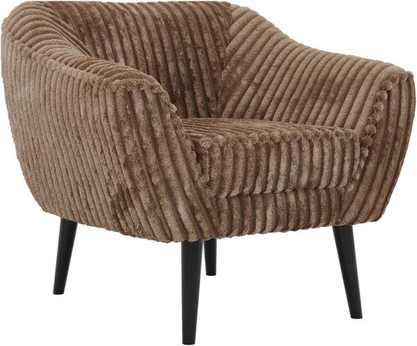 Polstersessel PIRS 1 skandinavischer Design 1-Sitzer, Sessel mit Wellenfederung, schwarze Füße, Einzelsessel, Hoher Sitzkomfort - Braun Cord Bild 6