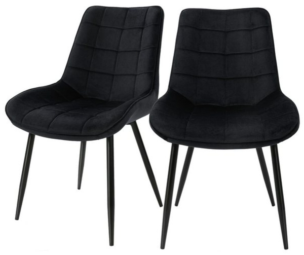 ML-DESIGN Stuhl Esszimmerstuhl mit Rückenlehne, Polsterstuhl mit Metallbeinen (2 St), Küchenstuhl Samtbezug Schwarz Ergonomischer Stuhl Polsterstuhl Bild 4