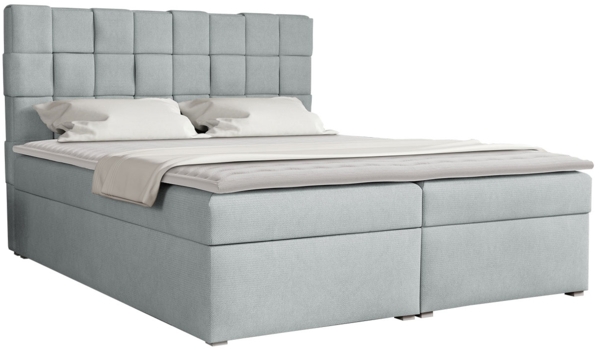 Boxspringbett Malmo Box, Hellgrau, 140 x 200 cm