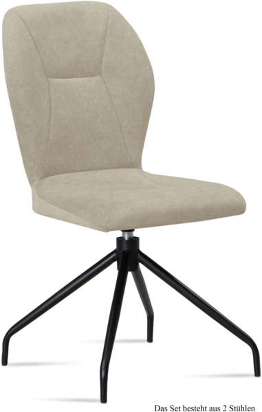 Esszimmerstuhl drehbar (2er-Set) Dorene 51x92x60 Schwarz/Natur