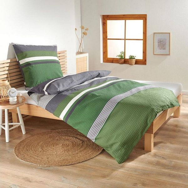 TRAUMSCHLAF Bettwäsche Mick, Seersucker, 2 teilig, ideale Sommerbettwäsche in herrlicher Seersucker Qualität