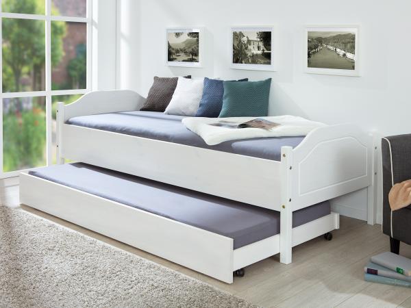 Umcki Bettschublade Kiefer weiss Schublade für Bett Einzelbett Jungendbett