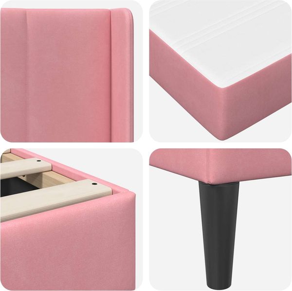 vidaXL Bettgestell mit Matratze mit Kopfteil Rosa 120 x 200 cm Samt 3414858 Bild 9