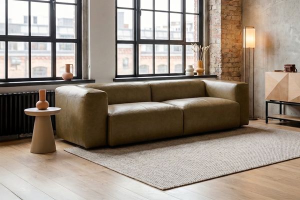 KAWOLA Sofa CELESTE 4-Sitzer Leder camel 72 x 114 x 302 cm