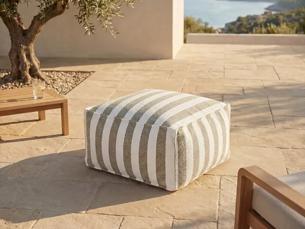 Vente-unique - NOUMARA Gartensitzgruppe Stoff BeigeWeiß - B 70 cm x H 35 cm x L 70 cm