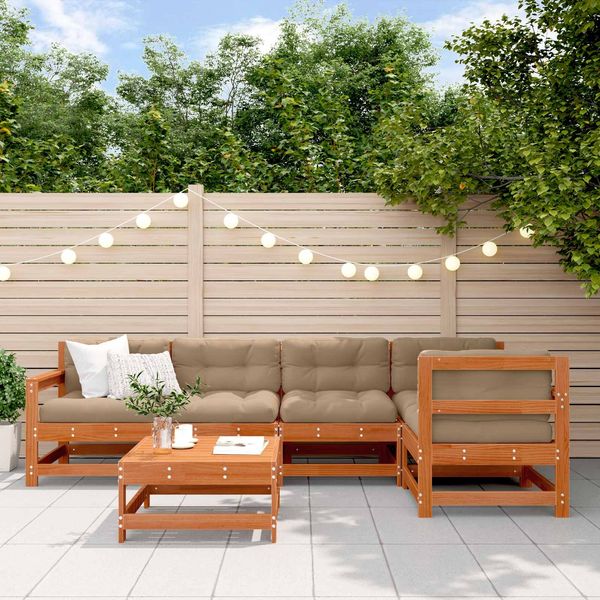 vidaXL Garten-Lounge-Set 6 pcs Wachsbraun Massives Kiefernholz 3418099
